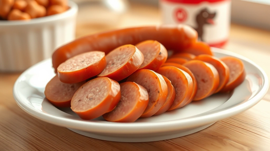 hot dog cooker -
Photorealistic close-up of sliced cooked hot dogs on a white ceramic plate with