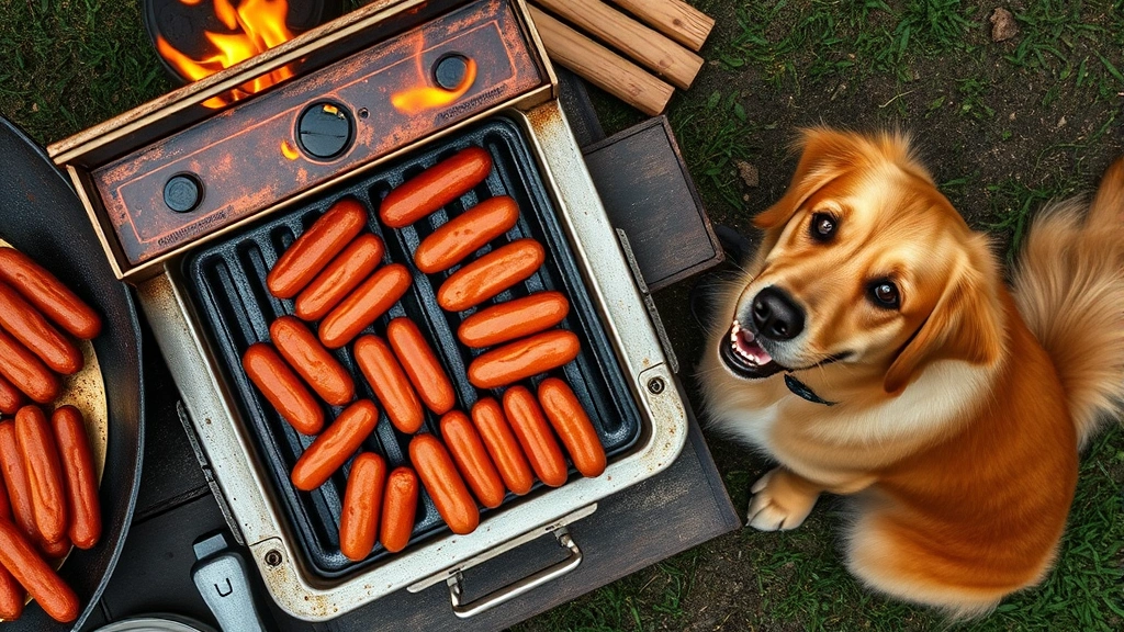 hot dog cooker -
Photorealistic overhead shot of a hot dog cooker actively cooking multiple hot 