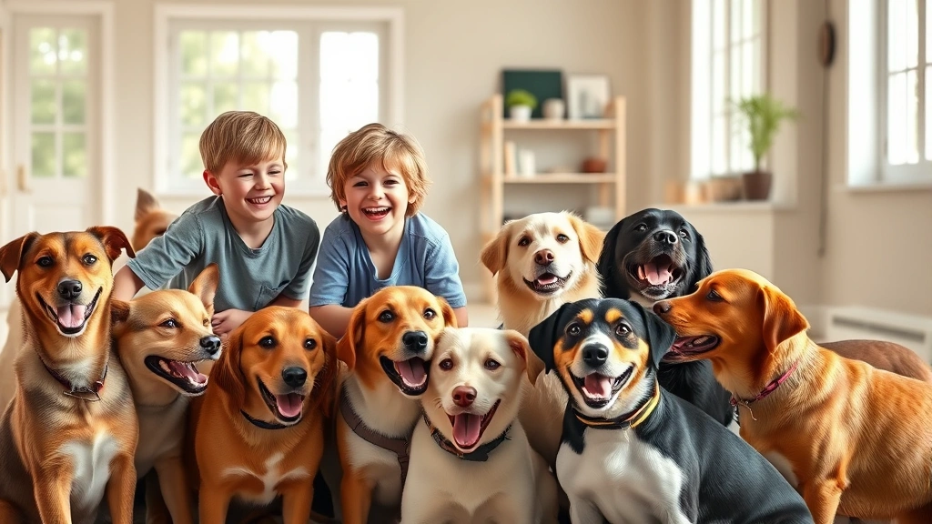 hotel for dogs movie -
Photorealistic image of two young foster kids laughing while petting and playin