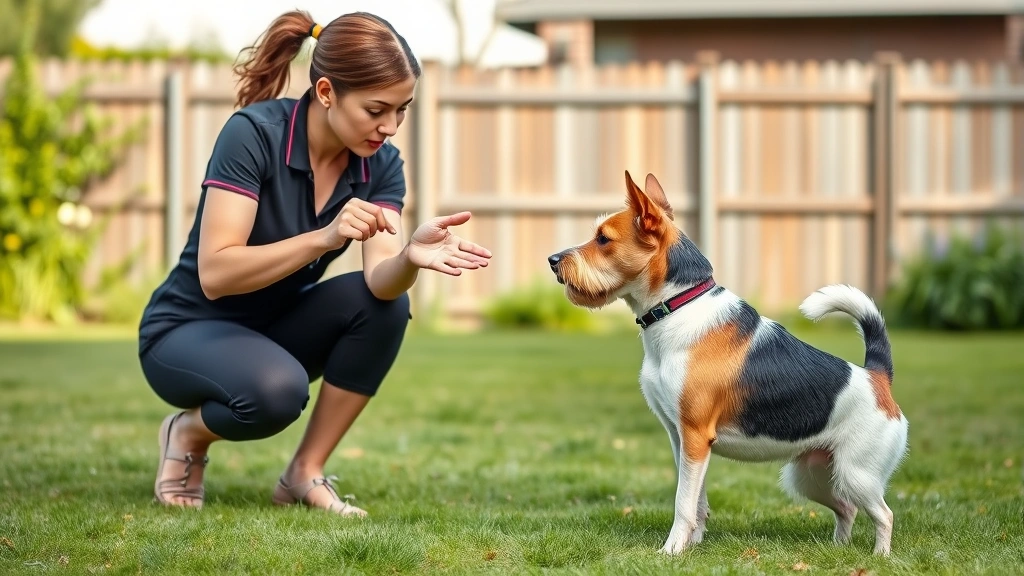 how can i stop a dog from digging -
Photorealistic image of a dog trainer demonstrating the ‘leave it’ 