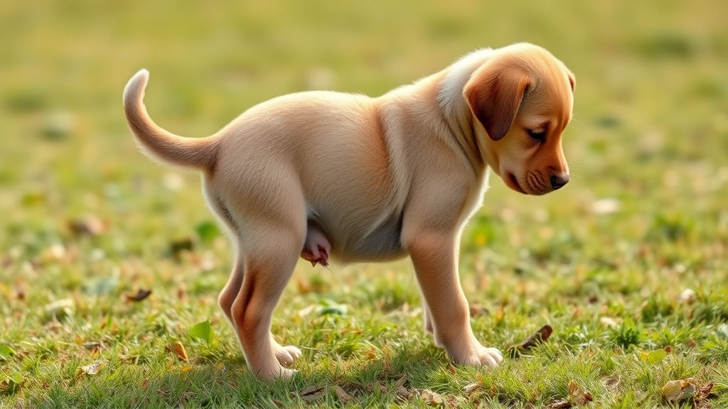 how can i tell if my dog has worms -
Photorealistic side profile of a puppy with a slightly distended belly standing