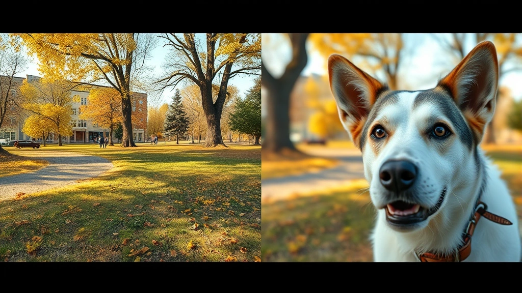 how do dogs see people -
Photorealistic split-screen comparison showing same scene as humans see it in f