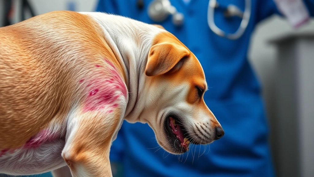 how do i know if my dog has mange -
Photorealistic side profile of a dog scratching intensely at their body, showin