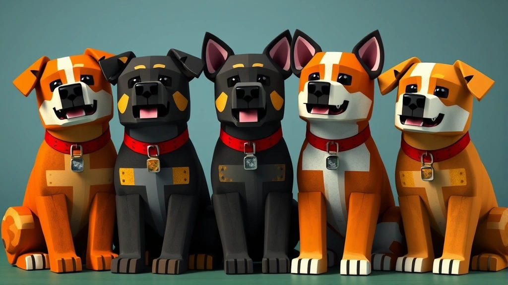 how do i tame a dog in minecraft -
Photorealistic pack of five tamed Minecraft dogs with red collars and different