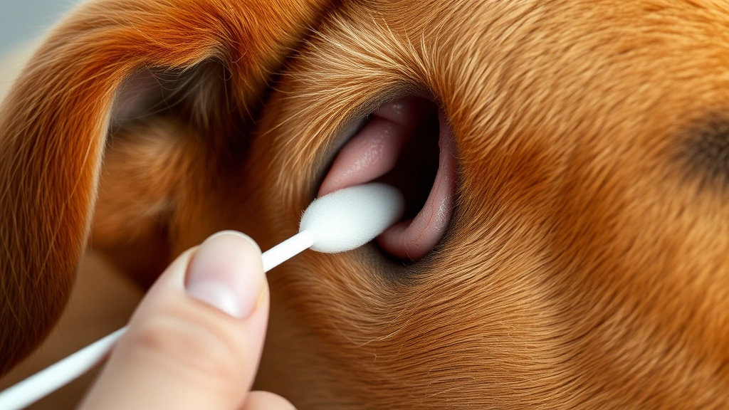 how do you get rid of mites on dogs -
Photorealistic image of a healthy dog’s ear canal being gently cleaned wi