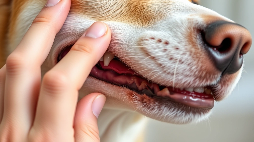 how do you know when a dog is dying -
Photorealistic close-up of a dog’s pale pink gums being gently checked by
