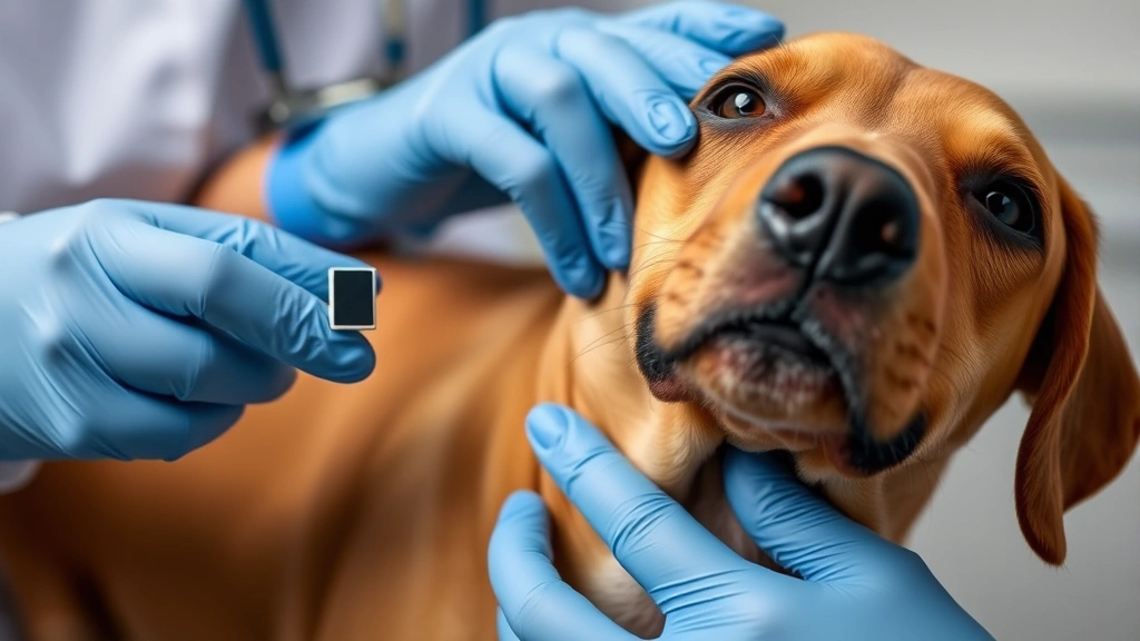 how do you register a dog -
A veterinarian’s hands holding a microchip next to a friendly brown dog&#