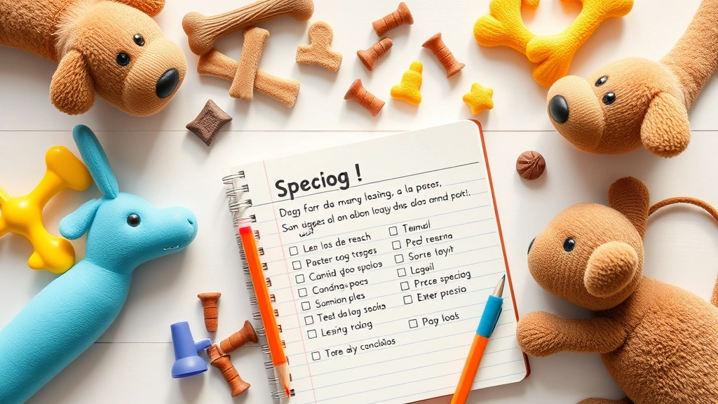 how do you say hot dog in spanish -
Photorealistic flat lay of Spanish language learning materials with dog toys, t