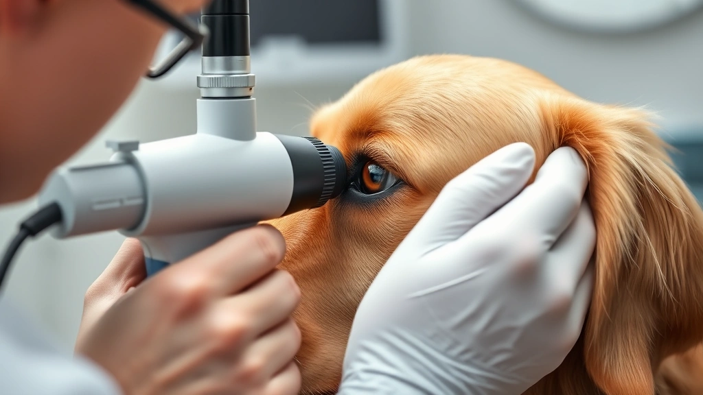 how fast can glaucoma kill a dog -
Photorealistic image of a veterinarian using a tonometer to measure intraocular