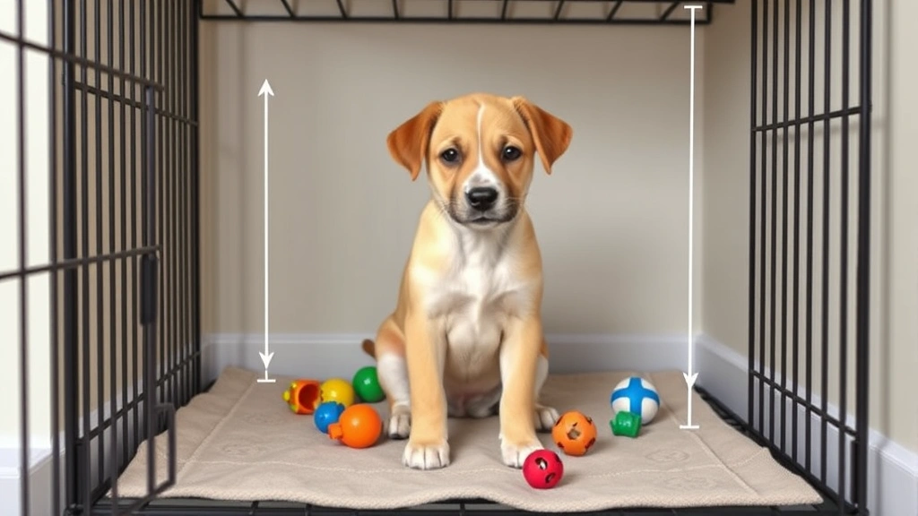 how long can a dog be in a crate -
Photorealistic image of a young puppy sitting inside a properly-sized crate wit