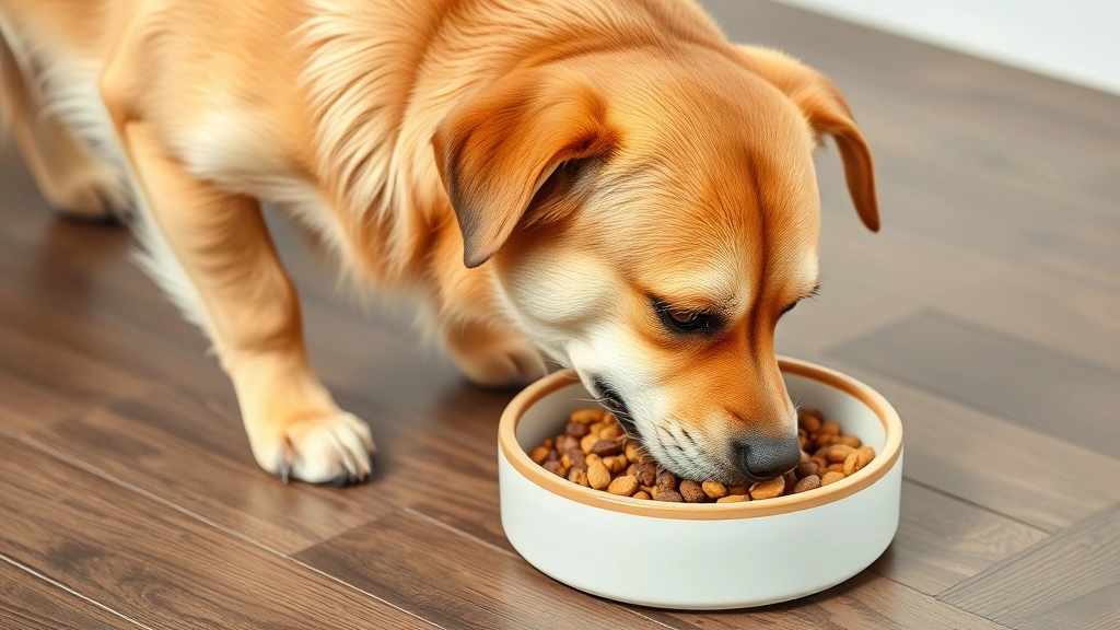 how long can a dog go without eating -
A healthy adult dog eating nutritious kibble from a ceramic bowl
