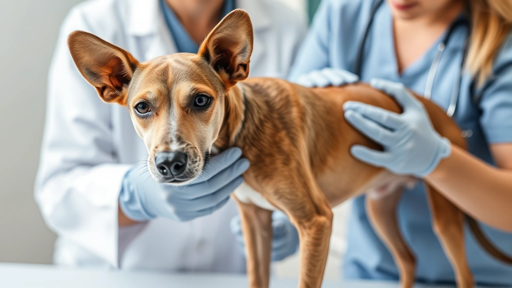 how long can a dog go without eating -
A veterinarian examining a thin dog during a checkup
