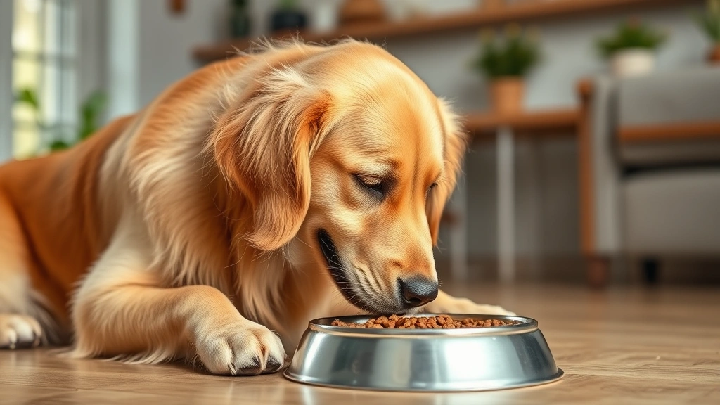 how long does it take for dogs to digest food -
Photorealistic photo of a happy golden retriever eating from a slow feeder bowl