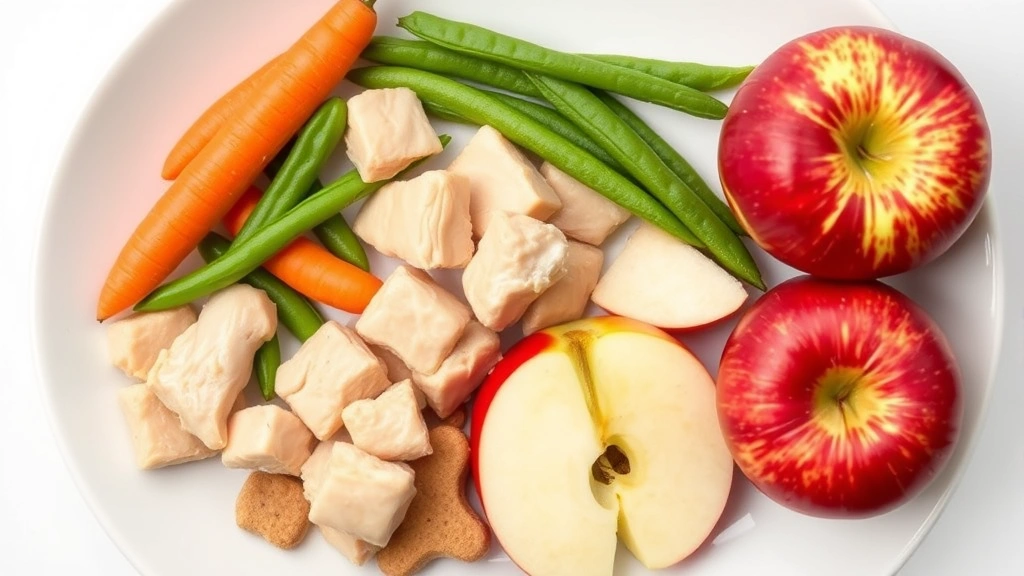 how many calories is a hot dog bun -
Photorealistic flat lay of various dog-safe treat alternatives including carrot