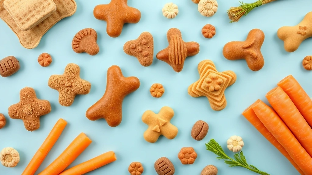 how many carbs in a hot dog bun -
Photorealistic flat lay of various dog treats and healthy food options includin