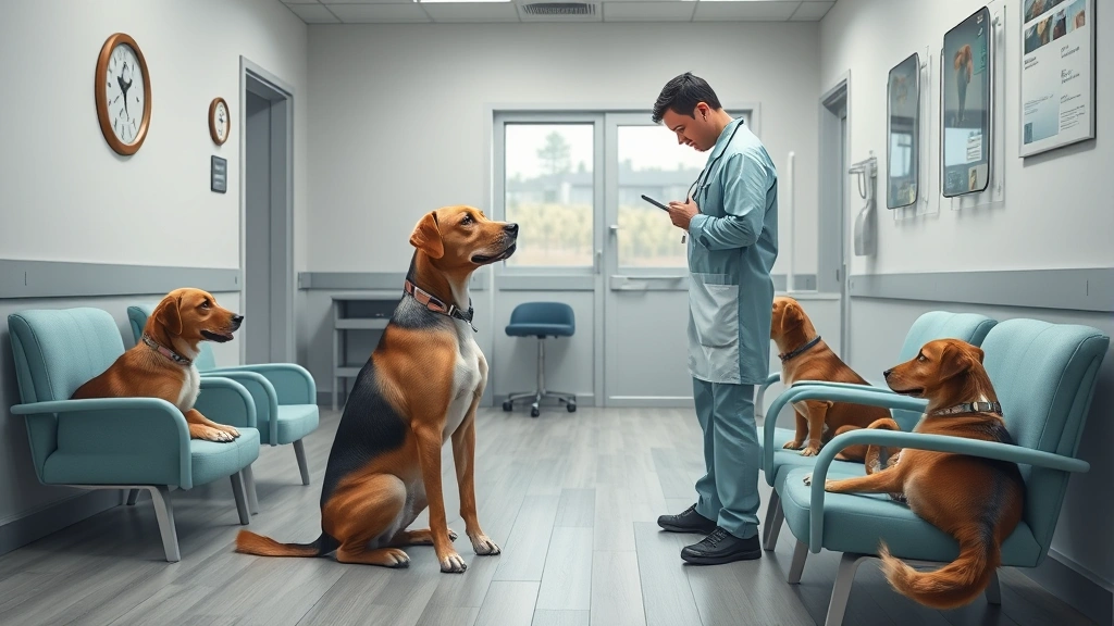 how many dogs can you have -
Photorealistic image of a veterinary clinic interior with a veterinarian examin