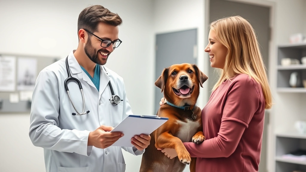 how much does it cost to spay a dog -
Photorealistic image of a veterinarian holding a clipboard discussing with a fe