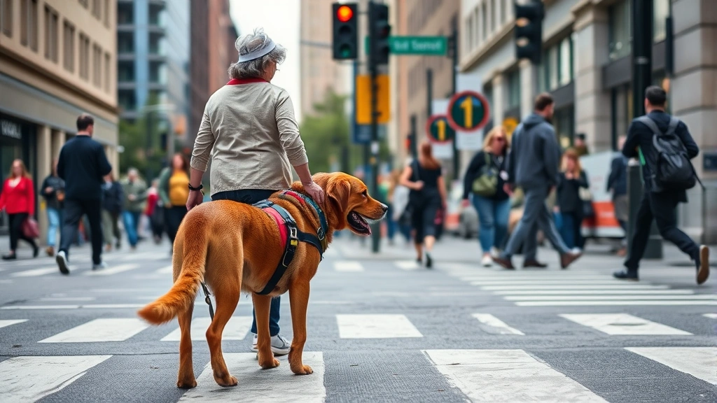 how much does it cost to train a service dog -
A trained service dog in harness guiding a person with visual impairment throug