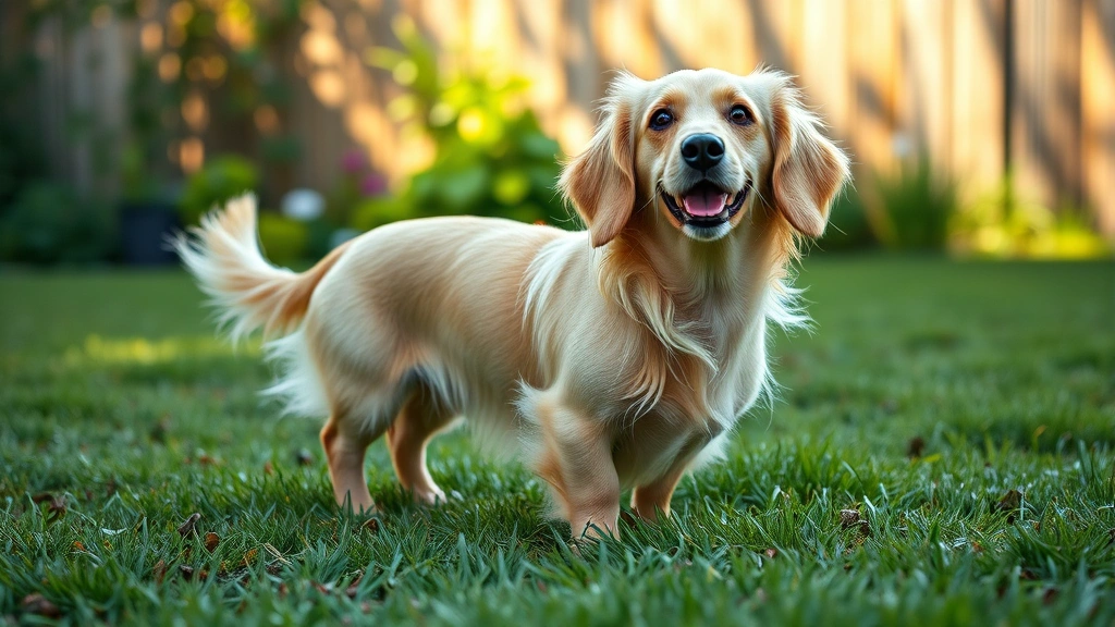 how much is a dachshund dog -
Photorealistic image of a longhaired cream-colored dachshund standing in a gras