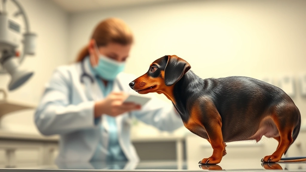how much is a dachshund dog -
Photorealistic side profile of a miniature dachshund in a veterinary clinic set