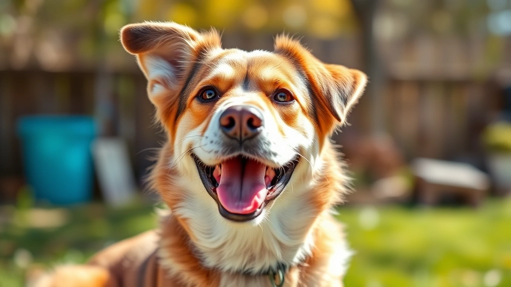 how much pumpkin to give a dog daily -
Photorealistic image of a happy dog with healthy coat and bright eyes sitting o