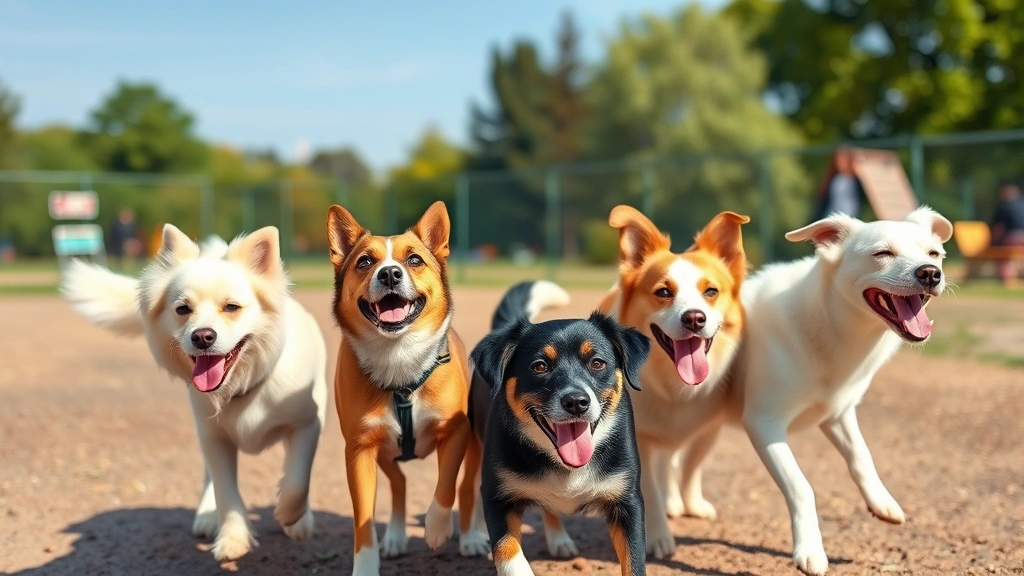 how often do dogs need bordetella vaccine -
A group of four different dog breeds playing together at an outdoor dog park on