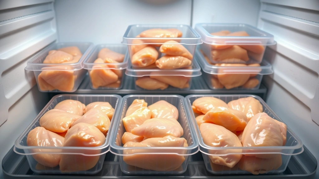 how to boil chicken for dogs -
Photorealistic image of frozen boiled chicken pieces in ice cube trays and cont