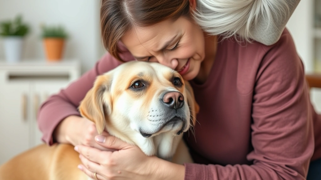 how to comfort a dog with kidney failure -
showing emotional bonding and comfort care between owner and senior pet with ki