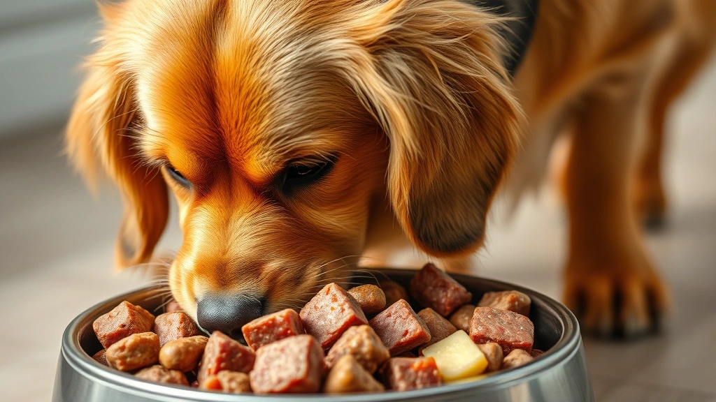 how to control a dog's shedding -
Healthy dog with glossy coat eating from a bowl of premium dog food with visibl