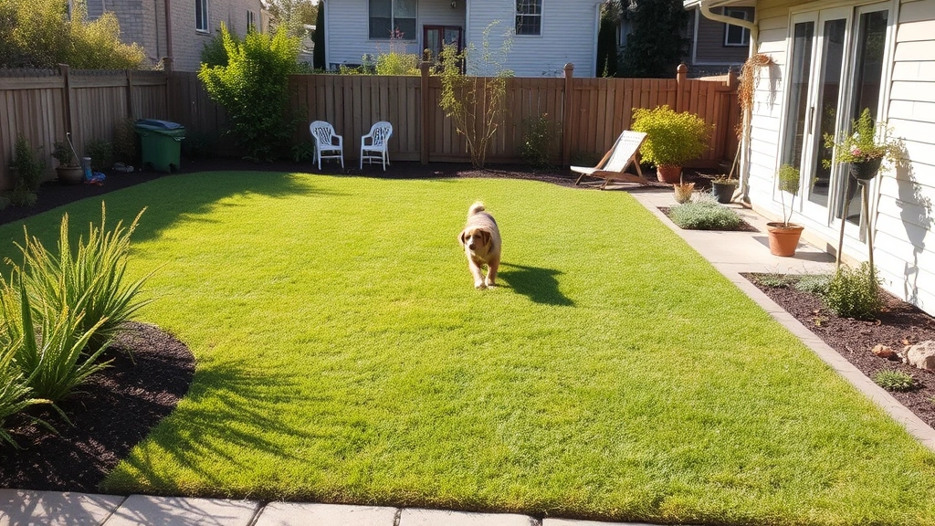 how to get flies off a dog -
well-maintained backyard with a dog playing
