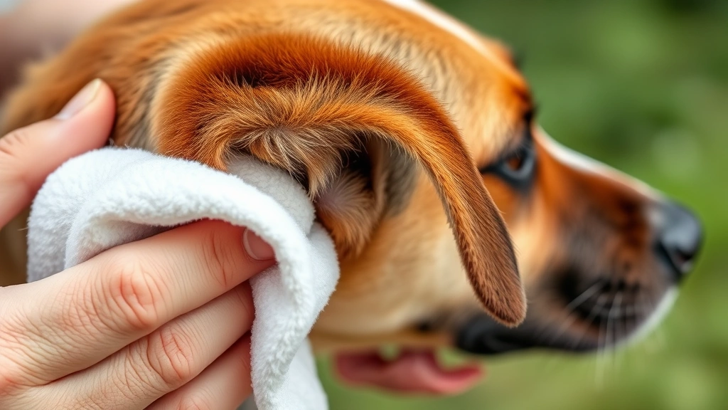 how to keep flies off of a dog -
Close-up of a dog’s ear being gently cleaned with a soft cloth by a perso