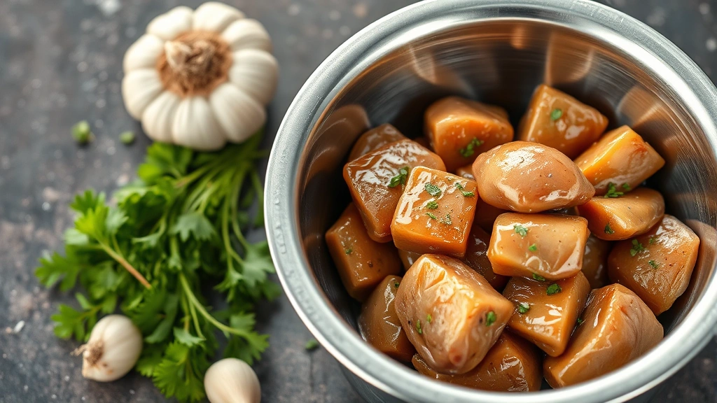 how to prepare liver for dogs -
Photorealistic image of cooked chicken liver pieces in a stainless steel bowl n