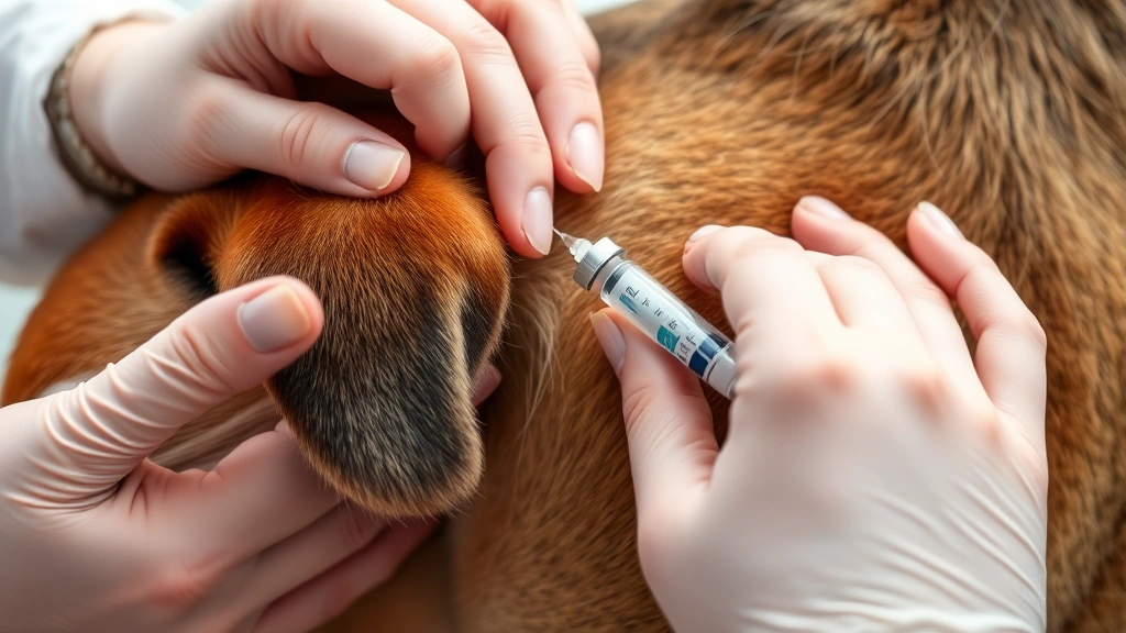 how to rehydrate a dog -
Close-up of a veterinarian’s hands administering subcutaneous fluids to a