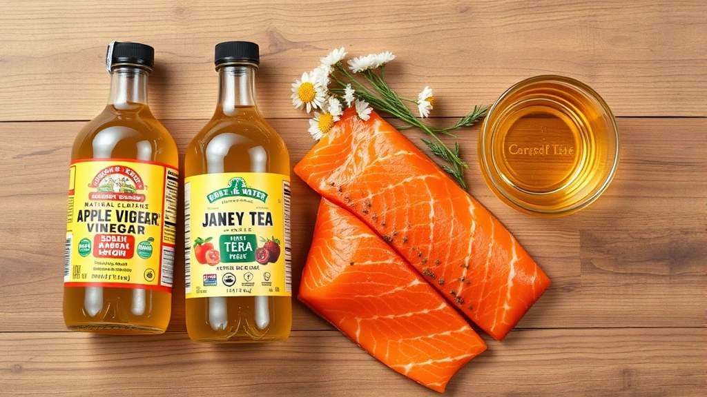 how to remove dog tear stains naturally -
Photorealistic flat lay of natural ingredients for dog tear stain removal: appl