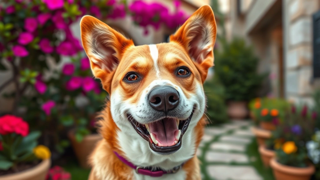 how to say dog in spanish -
Photorealistic close-up of a happy brown and white dog’s face outdoors in