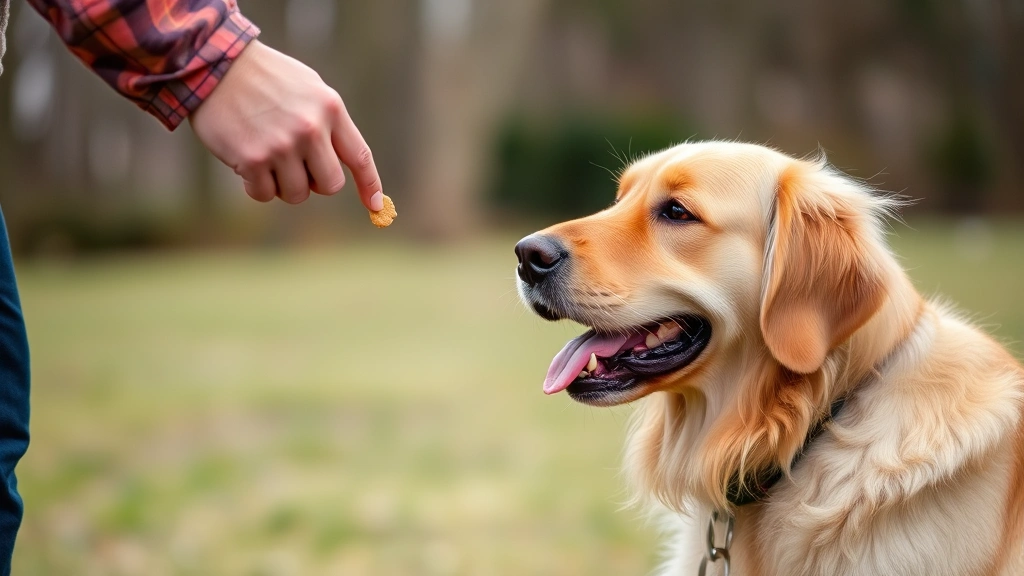 how to socialize a reactive dog -
A happy golden retriever receiving a treat from their owner’s hand during