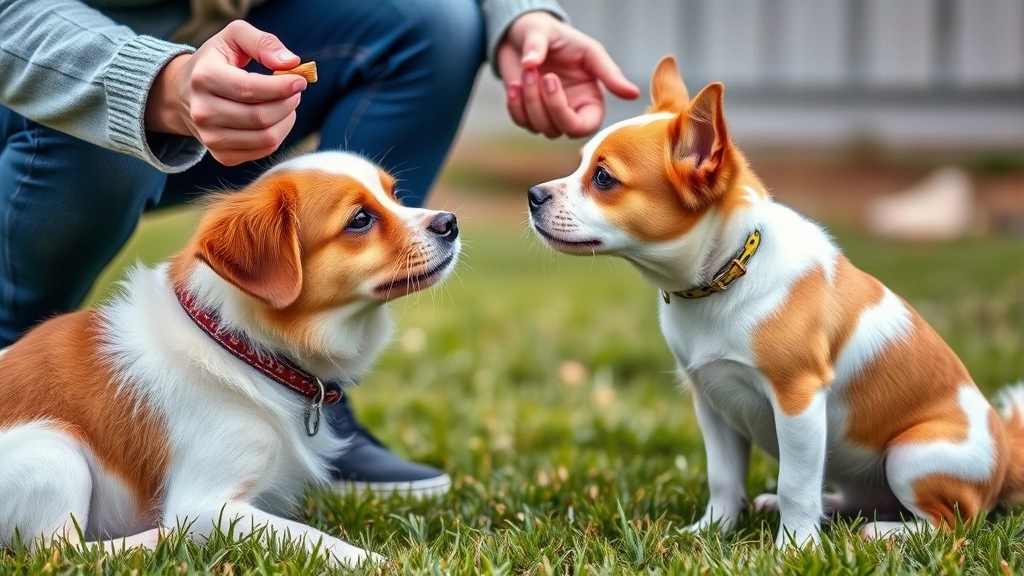 how to stop a dog for peeing in the house -
Photorealistic image of a dog owner kneeling down with a treat in hand, praisin