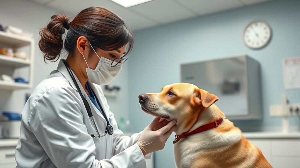how to stop a dog from eating stool -
Photorealistic image of a veterinarian examining a dog during a checkup, showin
