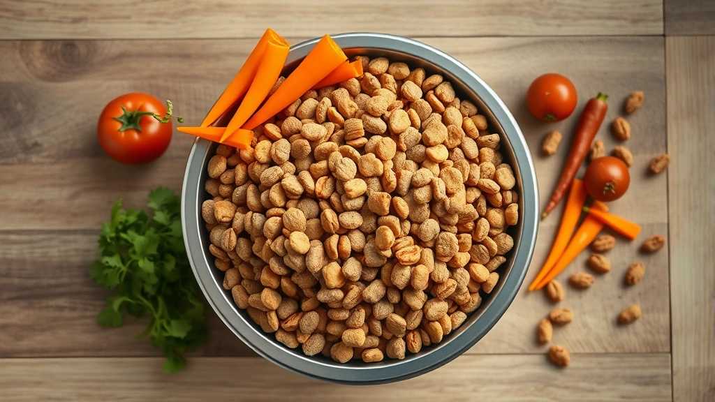 how to stop dog licking paws -
photorealistic overhead shot of a dog’s food bowl filled with high-qualit