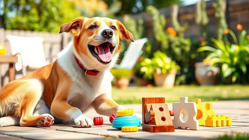 how to stop dogs from digging out of fence -
A happy dog playing with puzzle toys and enrichment activities in a sunny backy