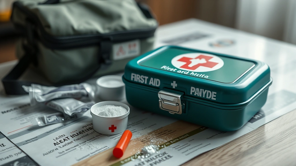 how to stop dogs nail from bleeding -
Photorealistic image of a dog first aid kit laid out on a table including stypt