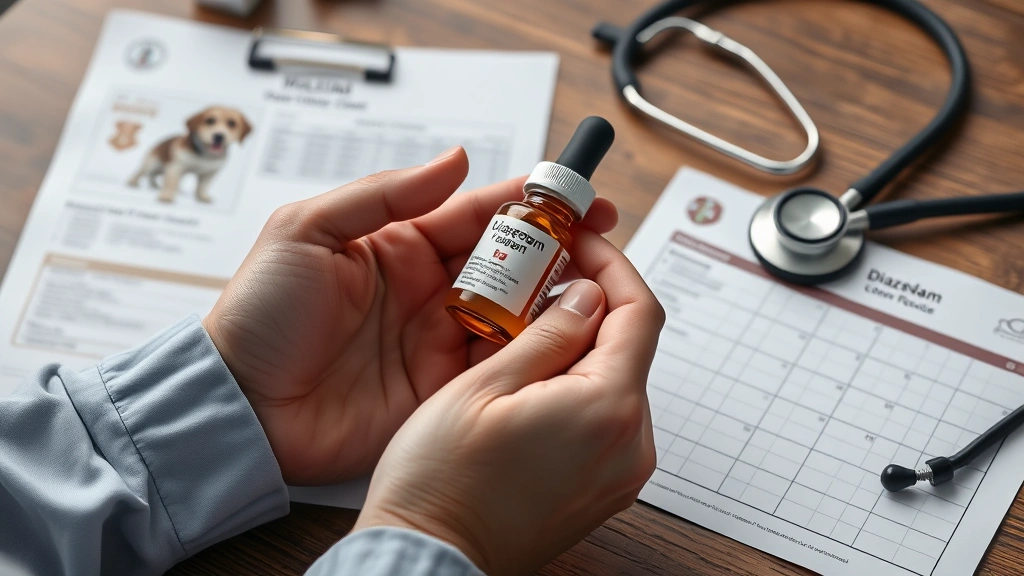 how to stop seizures in dogs immediately -
Photorealistic close-up of a veterinarian’s hands holding a small bottle 