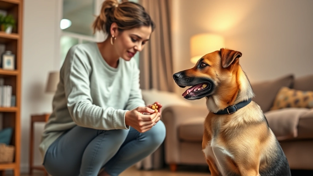 how to teach a dog their name -
Photorealistic image of a woman in casual clothing training a medium-sized mixe