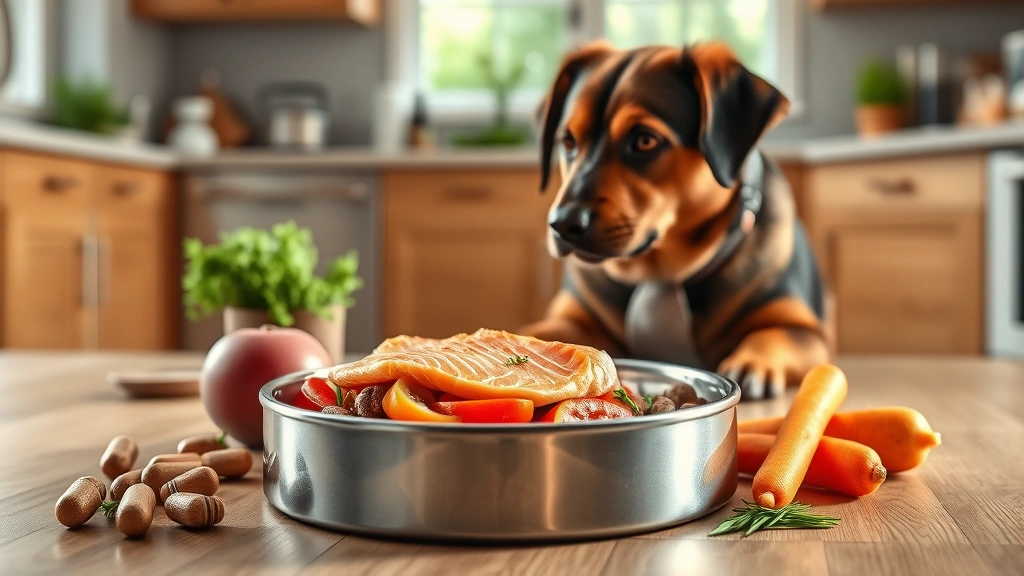 how to treat cherry eye in dogs without surgery -
Photorealistic image of healthy dog food bowl containing omega-3 rich ingredien