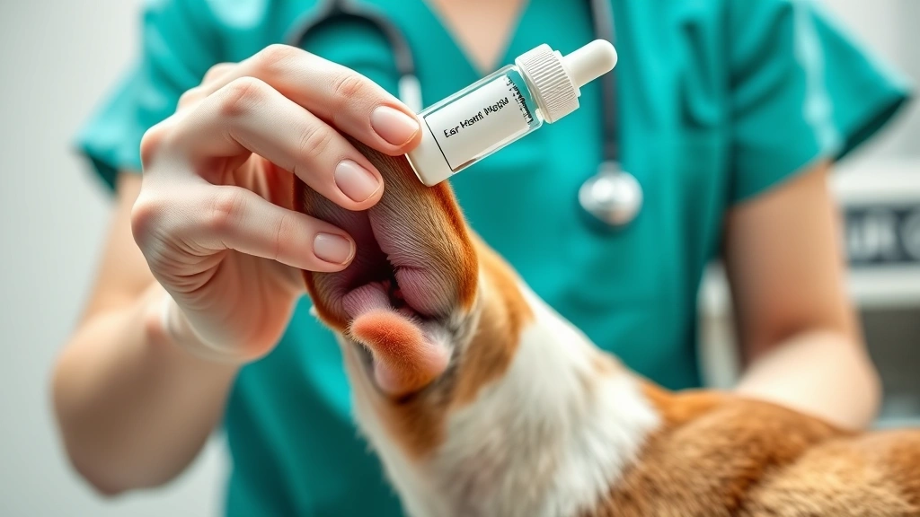 how to treat dog swollen ear flap -
Photorealistic image of a veterinarian holding a bottle of medicated ear drops 