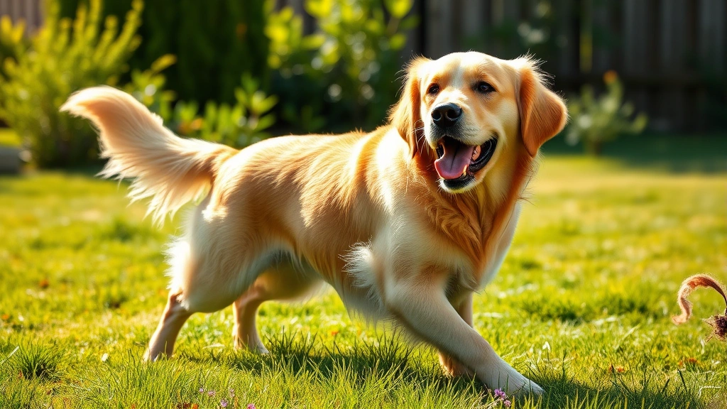 how to treat dog wounds -
Photorealistic image of a healthy golden retriever playing outdoors in a grassy
