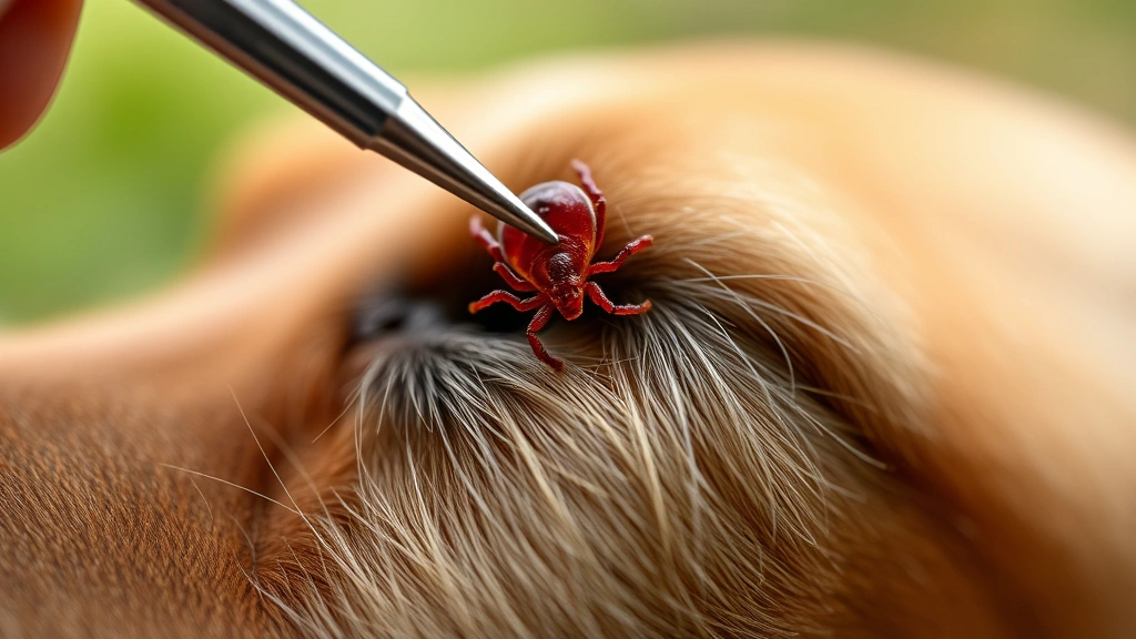 how to treat lyme disease in dogs -
Close-up of a tick on dog fur being carefully removed with tweezers against blu