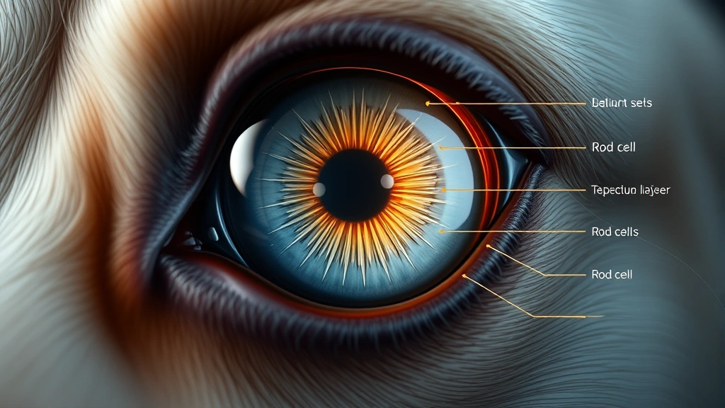 how well can dogs see in the dark -
Photorealistic detailed cross-section illustration of a dog’s eye anatomy