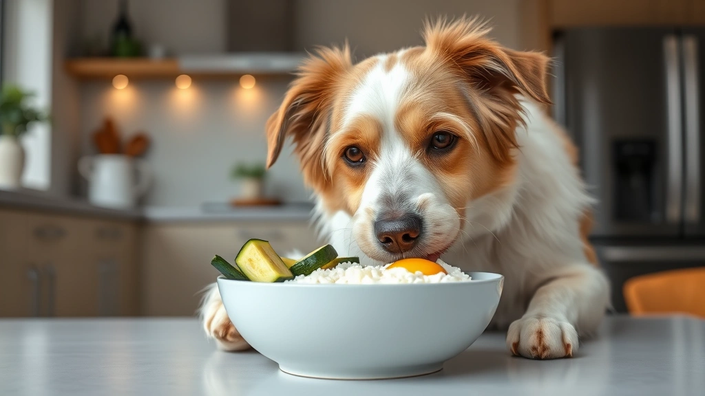 human foods for pets with liver disease -
Photorealistic image of a healthy-looking senior dog eating from a bowl contain
