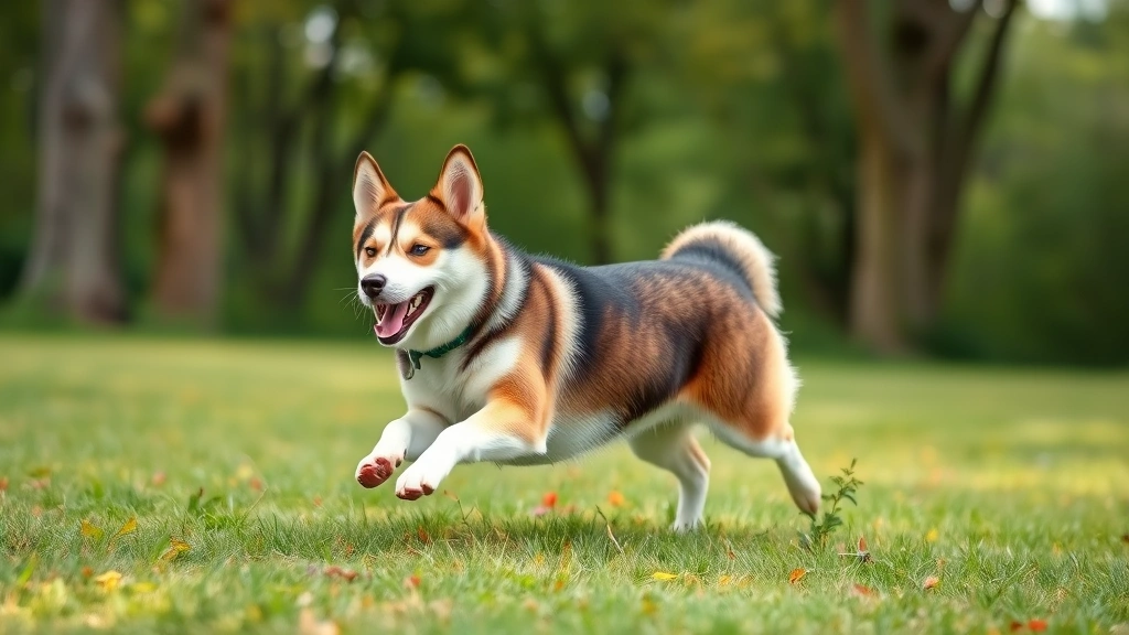husky corgi mix dog -
Photorealistic full-body shot of a husky corgi mix dog playing energetically in